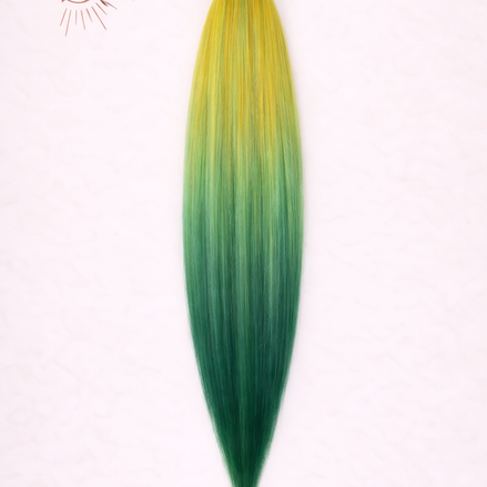 Sleek ponytail groen geel 65cm strakke paardenstaart - De HaarBoetiek