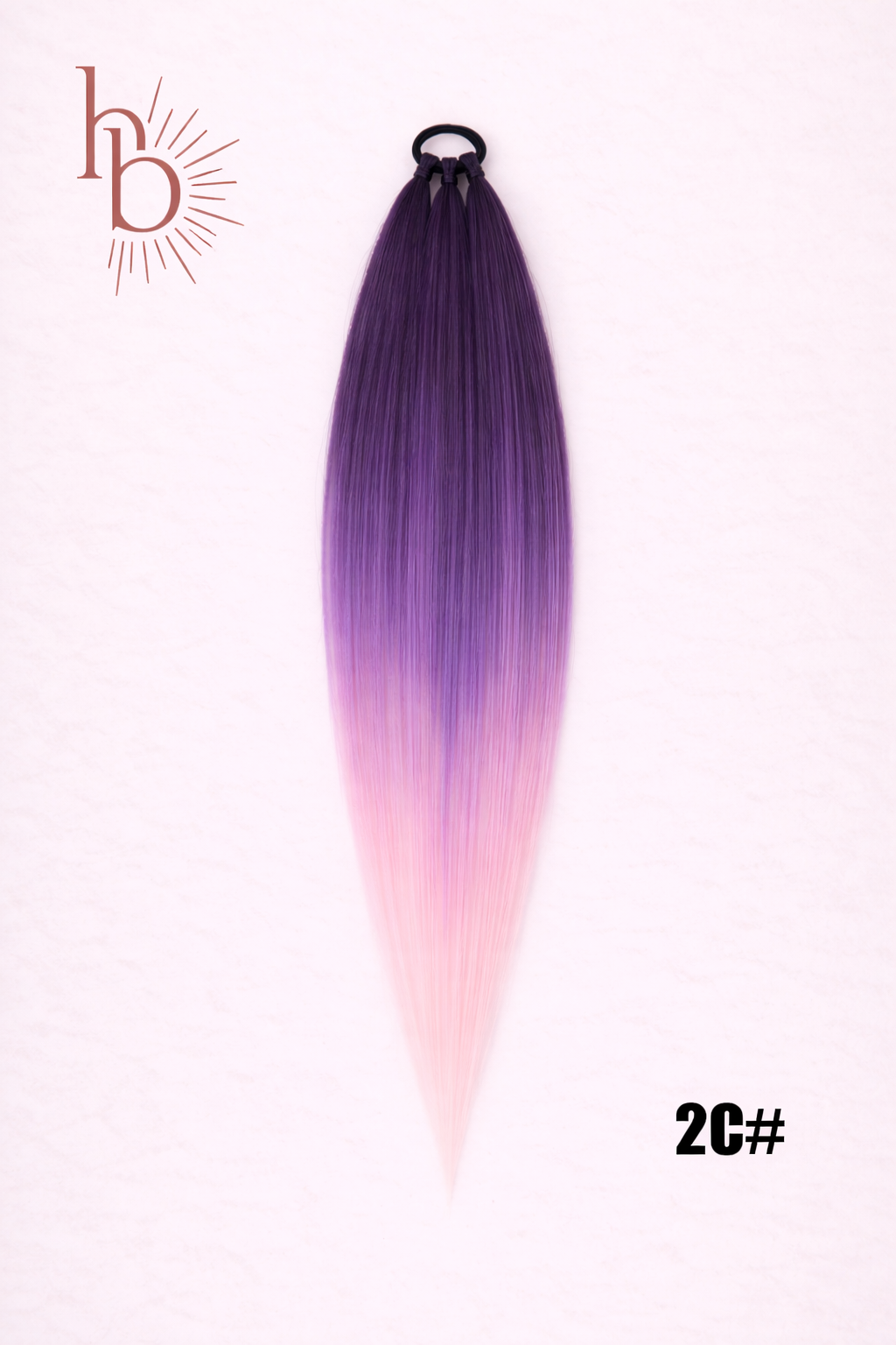 Sleek ponytail paars lila roze 65cm strakke paardenstaart - De HaarBoetiek