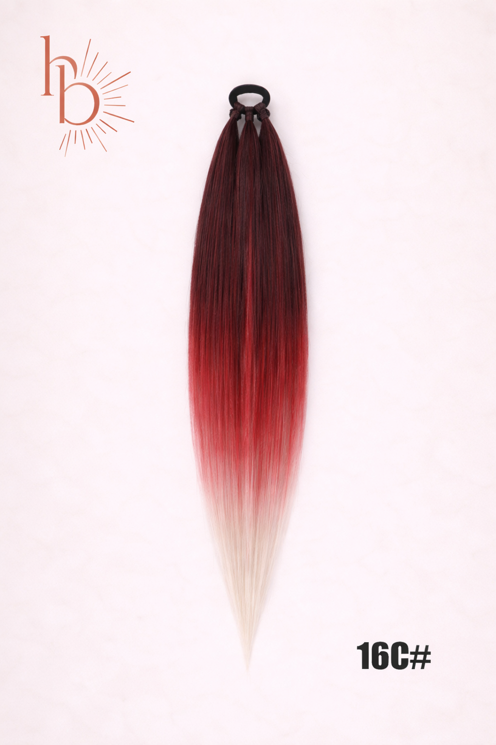 Sleek ponytail paars rood wit 65cm strakke paardenstaart - De HaarBoetiek