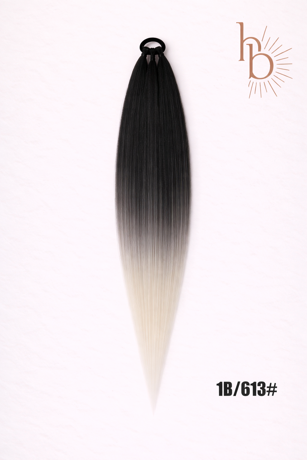 Sleek ponytail zwart wit 65cm strakke paardenstaart - De HaarBoetiek
