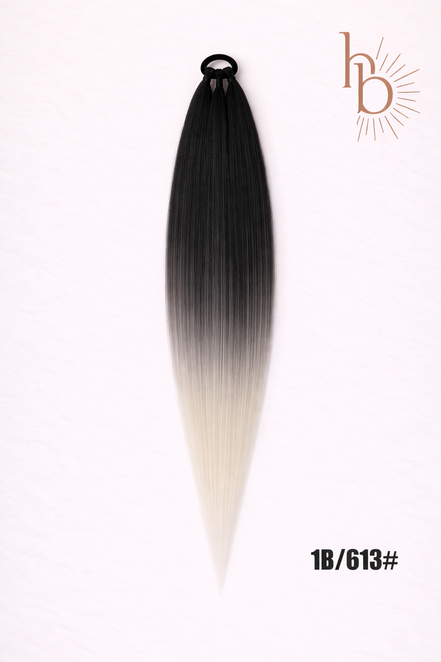 Sleek ponytail zwart - wit | 65 CM | De haarboetiek