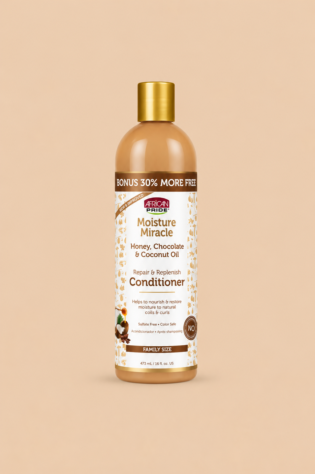 African Pride Moisture Miracle Honey Chocolate Coconut Oil Conditioner 473 ml