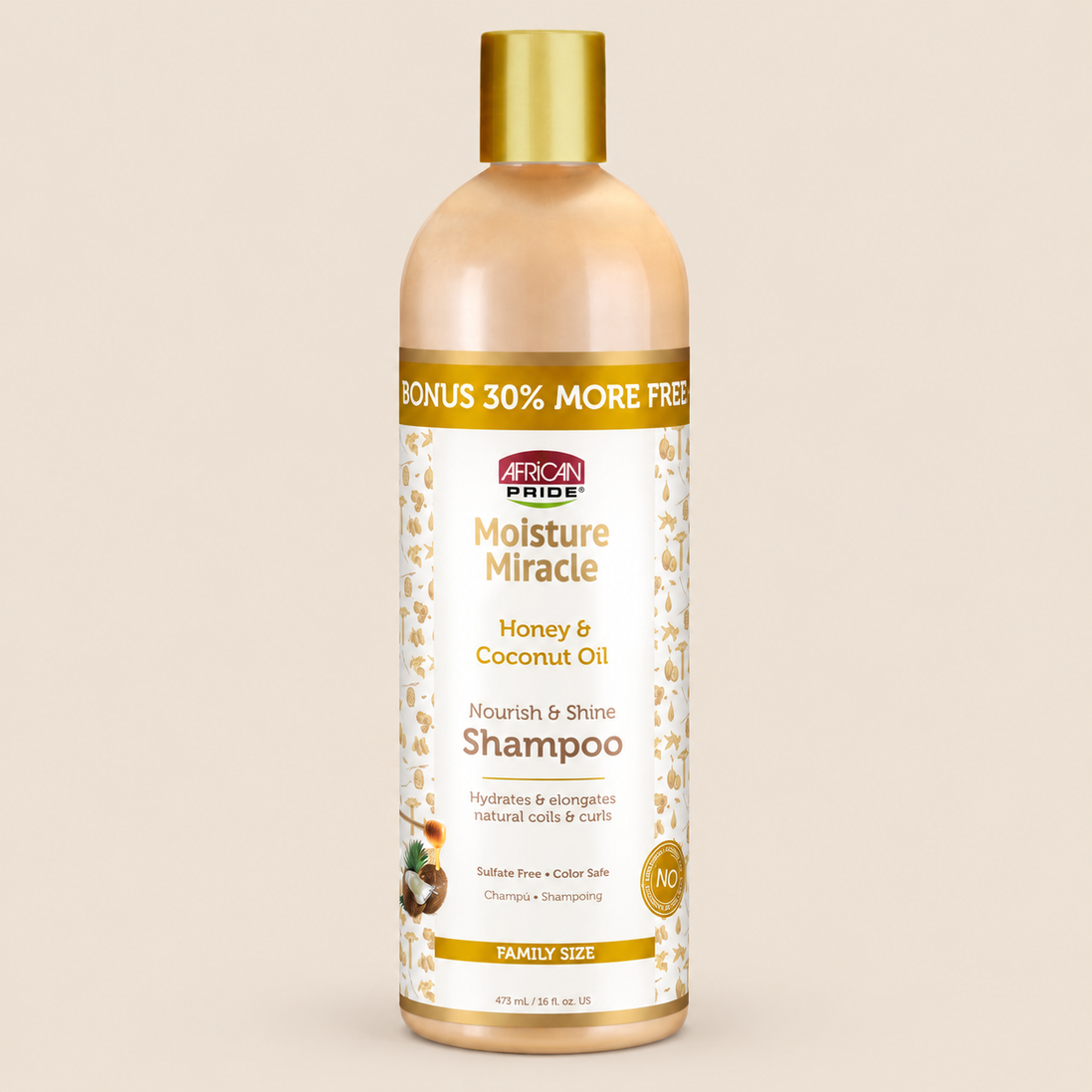African Pride Moisture Miracle Shampoo – Hydraterend met honing & kokosolie 473 ml – De HaarBoetiek