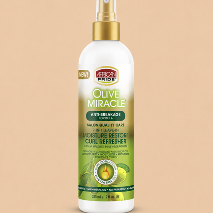 African Pride Olive Miracle 7-in-1 Moisture Restore Curl Refresher 355 ml