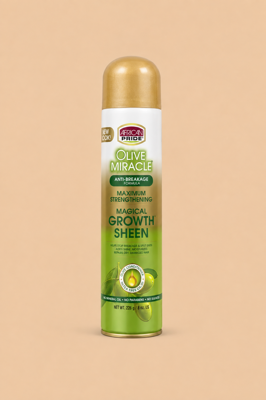 African Pride Olive Miracle Maximum Strengthening Magical Growth Sheen Spray 226 g