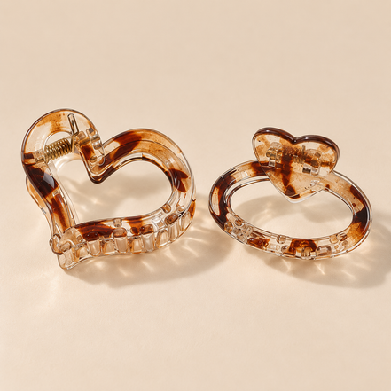 Amber Haarklem Duo Hart & Ring – 2 stuks – De HaarBoetiek