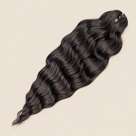 Anna golvend invlechthaar 60 cm 100 g – Donkerbruin mix (T1B/4/8) – De HaarBoetiek