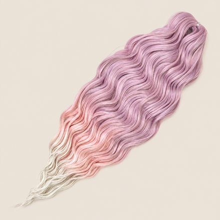 Anna golvend invlechthaar 60 cm 100 g – Lila-roze-blond ombre (T-PPG3) – De HaarBoetiek