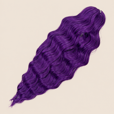 Anna golvend kanekalon invlechthaar donkerpaars Purple1, 60 cm en 100 gram op beige achtergrond