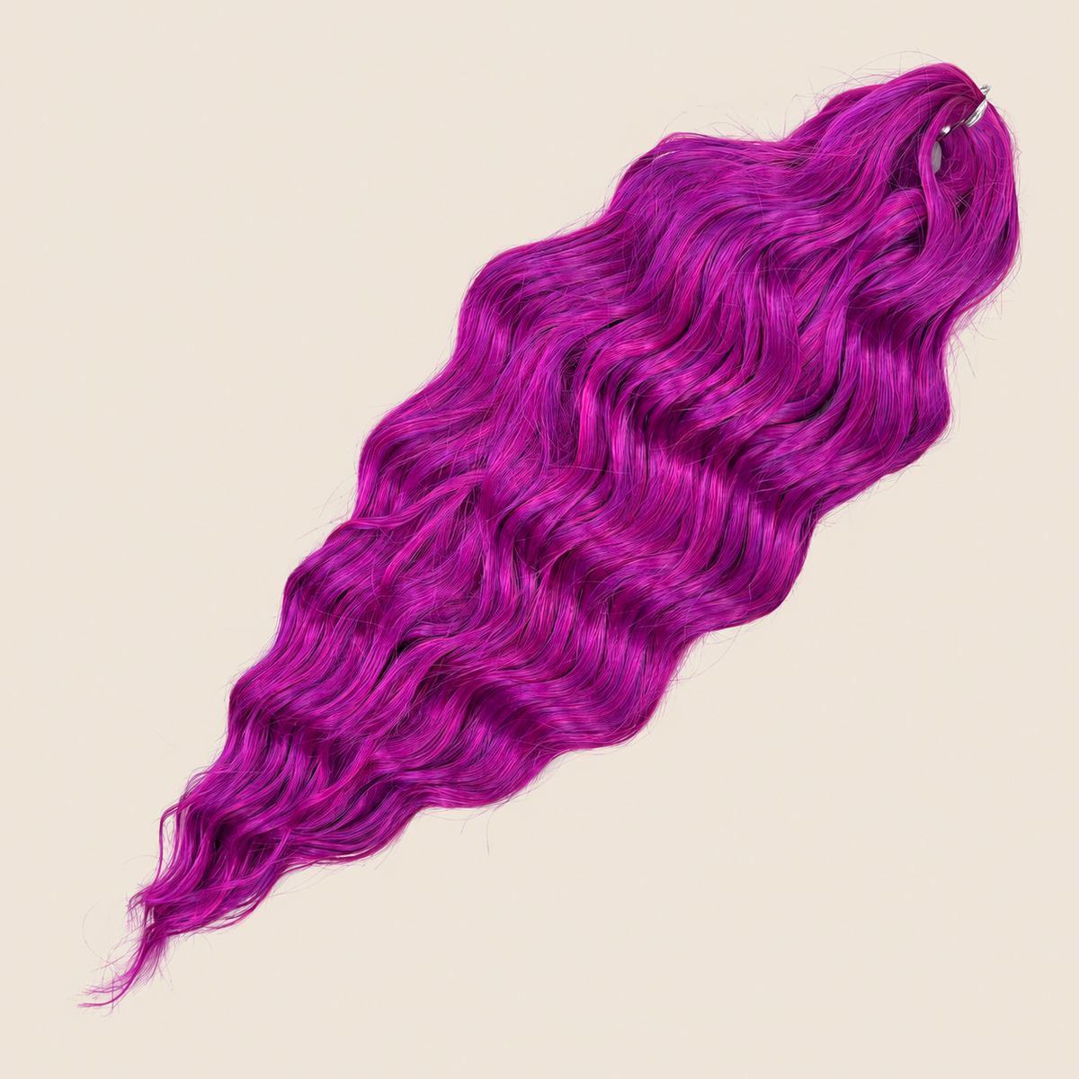 Anna golvend kanekalon invlechthaar fuchsia-paars Pink2+F11, 60 cm en 100 gram op beige achtergrond