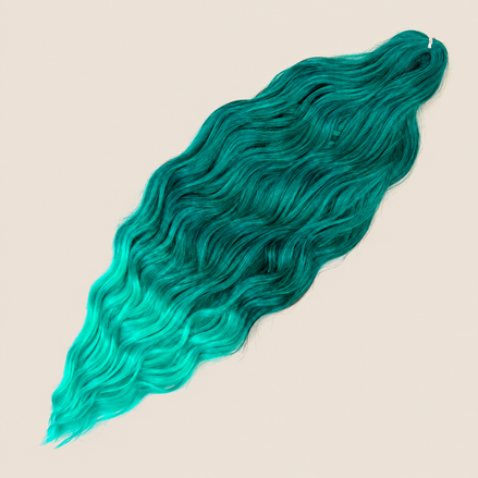 Anna golvend invlechthaar 60 cm 100 g – Smaragdgroen-turquoise ombre (T4/GREEN) – De HaarBoetiek
