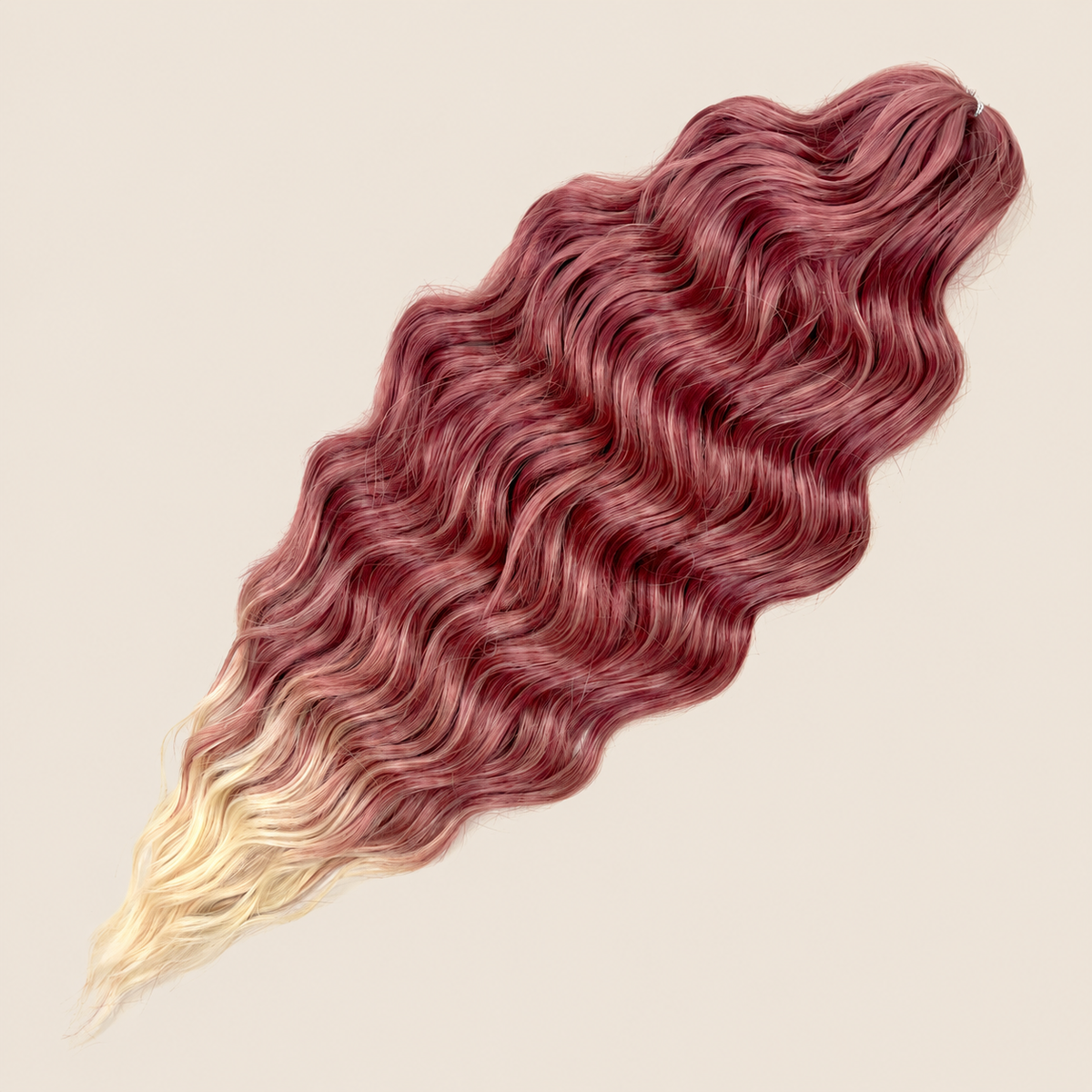 Anna golvend kanekalon invlechthaar oudroze-blond ombre T-BPink(16), 60 cm en 100 gram op beige achtergrond