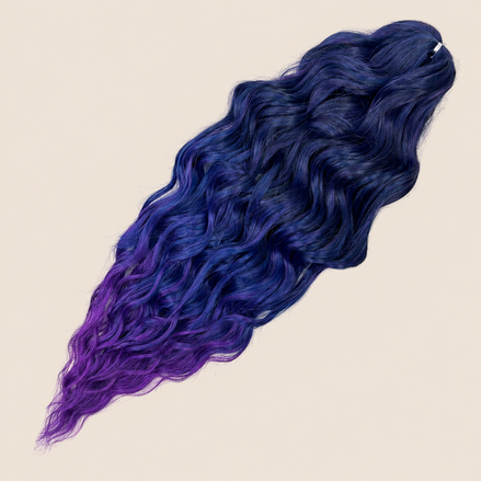 Anna golvend invlechthaar 60 cm 100 g – Donkerblauw-paars ombre (T-PBlue(11)) – De HaarBoetiek