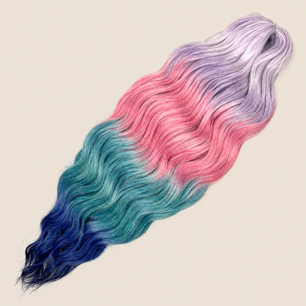 Anna golvend invlechthaar 60 cm 100 g – Lila-roze-petrol-blauw ombre (HPD145) – De HaarBoetiek
