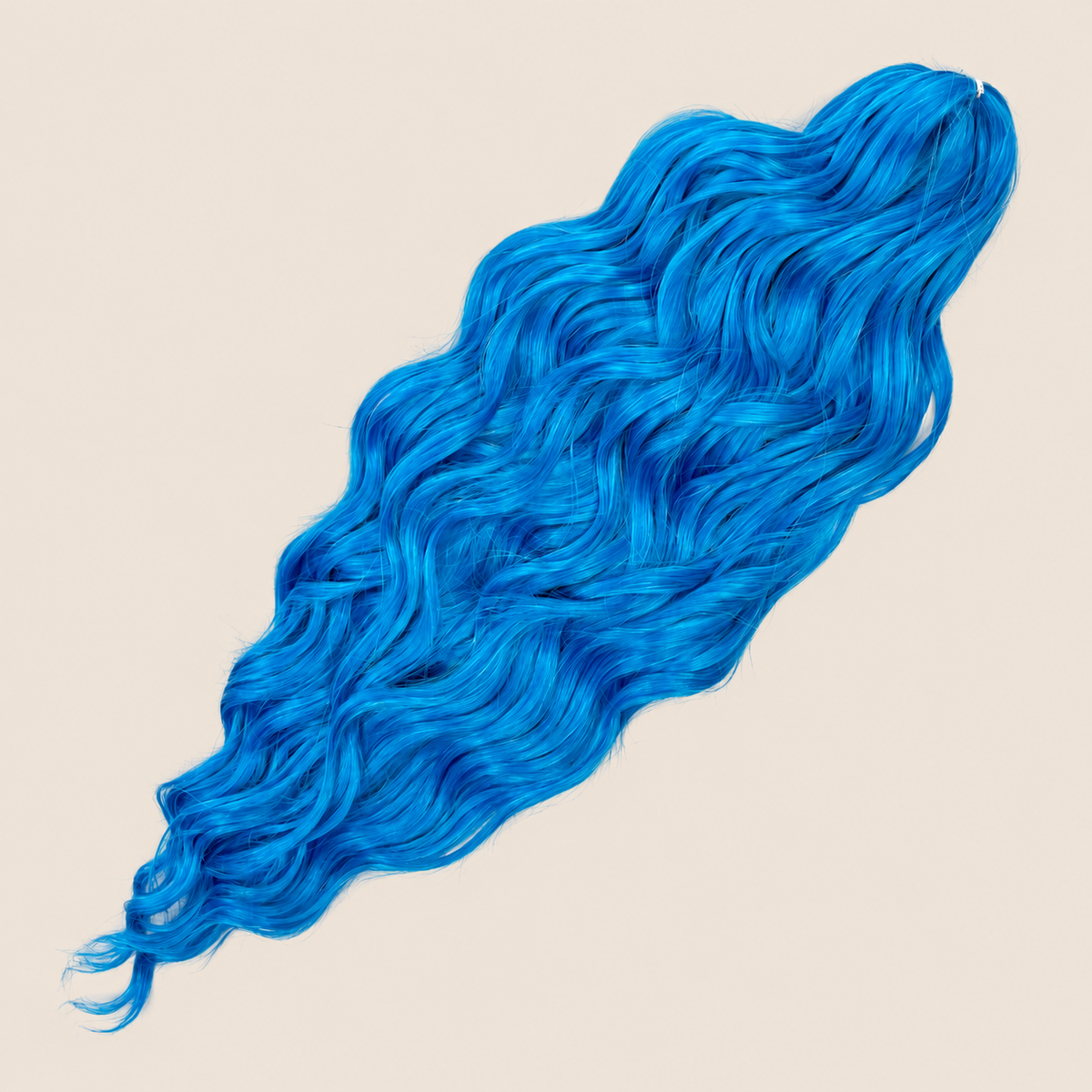 Anna golvend kanekalon invlechthaar saffierblauw Sapphire Blue, 60 cm en 100 gram op beige achtergrond