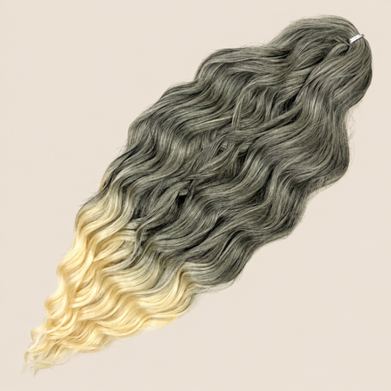 Anna golvend invlechthaar 60 cm 100 g – Asbruin-blond ombre (T1B/613) – De HaarBoetiek