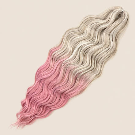 Anna golvend invlechthaar 60 cm 100 g – Wit-roze ombre (TT56C/PPINK) – De HaarBoetiek