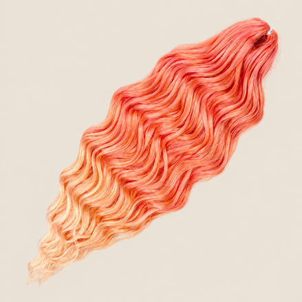 Anna golvend invlechthaar 60 cm 100 g – Oranje-roze mix (T-Orange Pink) – De HaarBoetiek