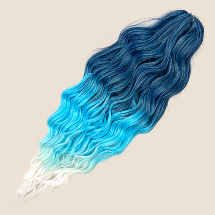 Anna golvend invlechthaar 60 cm 100 g – Donkerblauw-turquoise-wit ombre (T-PBlue(14)) – De HaarBoetiek