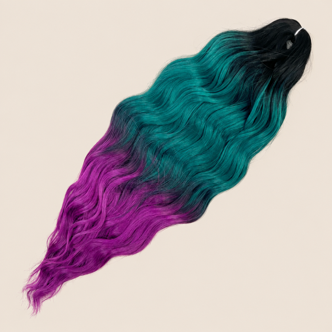 Anna golvend invlechthaar 60 cm 300 g – Donkergroen-paars ombre (4T-GBP) – De HaarBoetiek