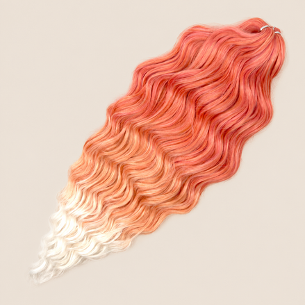 Anna golvend invlechthaar 60 cm 100 g – Koraalroze-blond ombre (T-Orange Pinka) – De HaarBoetiek
