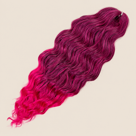 Anna golvend invlechthaar 60 cm 100 g – Bordeaux-fuchsia ombre (T1B/Pink2) – De HaarBoetiek