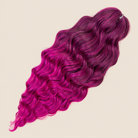 Anna golvend invlechthaar 60 cm 100 g – Bordeaux-fuchsia ombre (T4/F10) – De HaarBoetiek