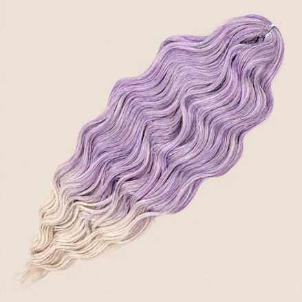 Anna golvend invlechthaar 60 cm 100 g – Lila-zilver ombre (T-PGREY15) – De HaarBoetiek