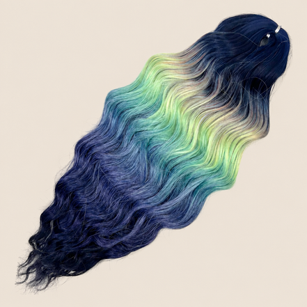 Anna golvend invlechthaar 60 cm 100 g – Donkerblauw-groen-blauw mix (TT-BP/HPD166) – De HaarBoetiek