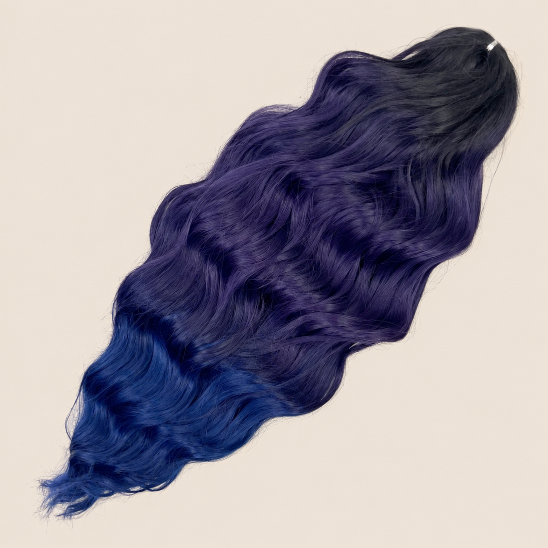 Anna golvend invlechthaar 60 cm 300 g – Donkerblauw-paars-blauw ombre (4T-PBLUE(15)) – De HaarBoetiek