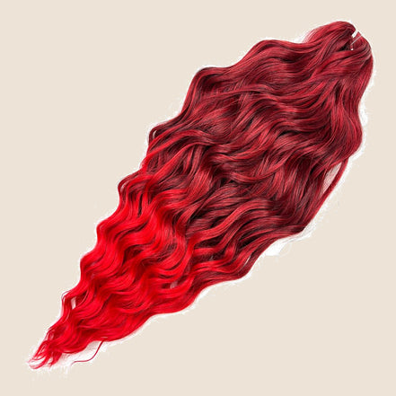 Anna golvend invlechthaar 60 cm – Zwart-rood ombre (T1B/Red) – De HaarBoetiek