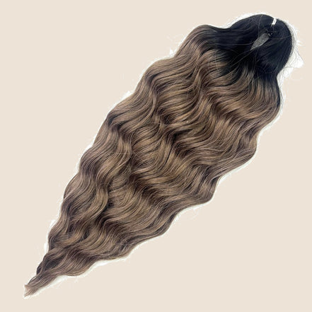 Anna golvend invlechthaar 60 cm – Zwart-asblond ombre (TT1B/DGPINK) – De HaarBoetiek