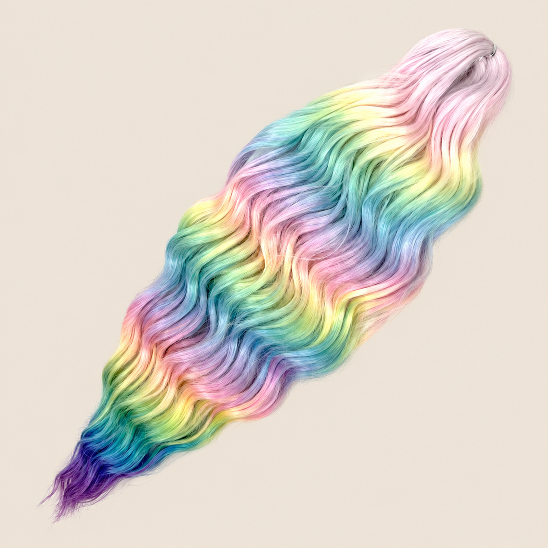 Anna golvend invlechthaar 60 cm 100 g – Pastel regenboog (HPD104) – De HaarBoetiek