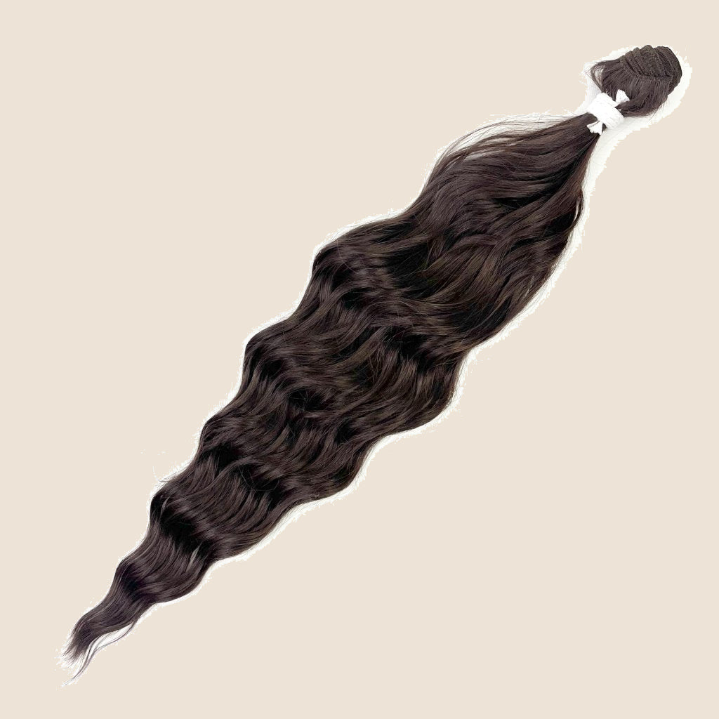 Anna synthetische haarweft 60 cm 100 g – Donkerbruin (4) – De HaarBoetiek