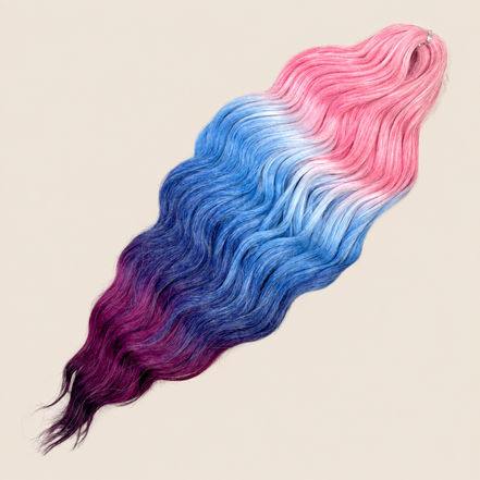 Anna golvend invlechthaar 60 cm 100 g – Roze-blauw-paars ombre (HPD039) – De HaarBoetiek
