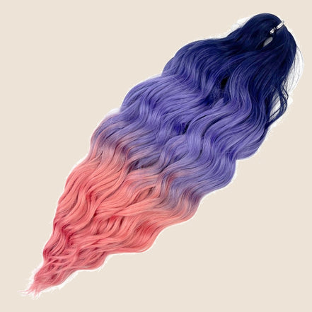 Anna golvend invlechthaar 60 cm 100 g – Blauw-paars-roze ombre (4T-PP6) – De HaarBoetiek