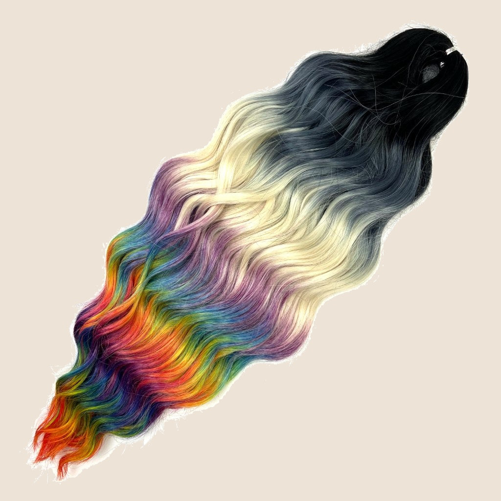 Anna golvend invlechthaar 60 cm 100 g – Regenboog ombre (3T-HPD116) – De HaarBoetiek