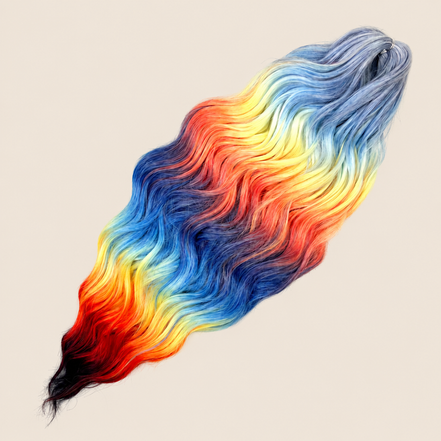 Anna golvend invlechthaar 60 cm 100 g – Blauw-geel-oranje-rood regenboog (HPD115) – De HaarBoetiek