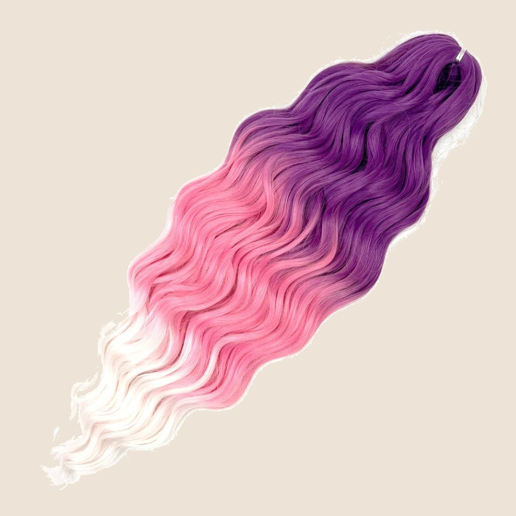 Anna golvend invlechthaar 60 cm 100 g – Paars-roze-wit ombre (3TPR/PK/White) – De HaarBoetiek