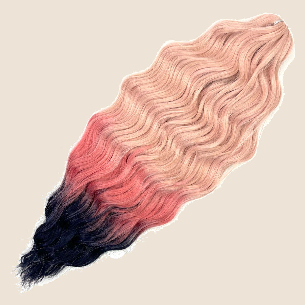 Anna golvend invlechthaar 60 cm 100 g – Zwart-roze ombre (2T-PINK17A/PCPK/BV) – De HaarBoetiek