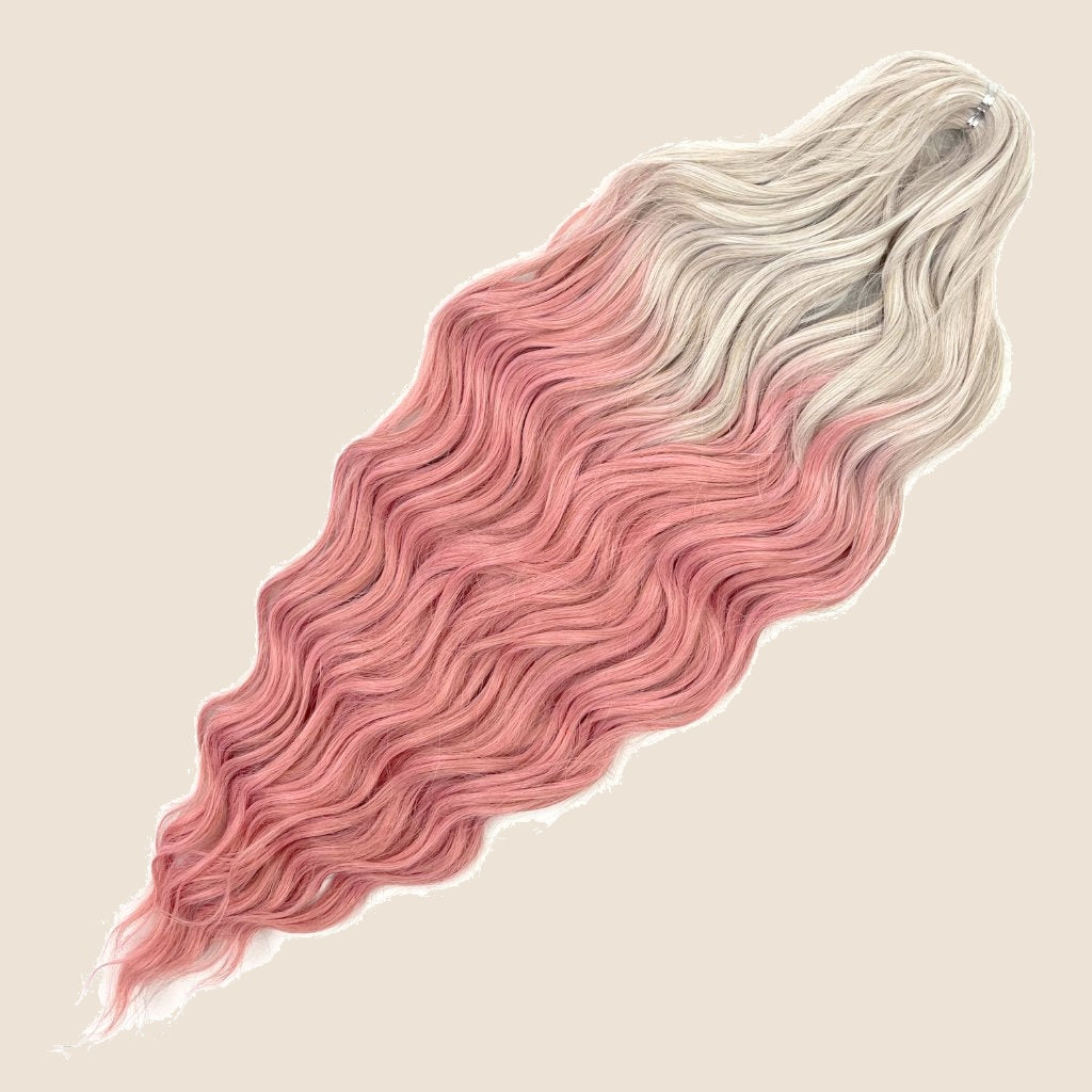 Anna golvend invlechthaar 60 cm 100 g – Asblond-oudroze ombre (TT-PPink28) – De HaarBoetiek