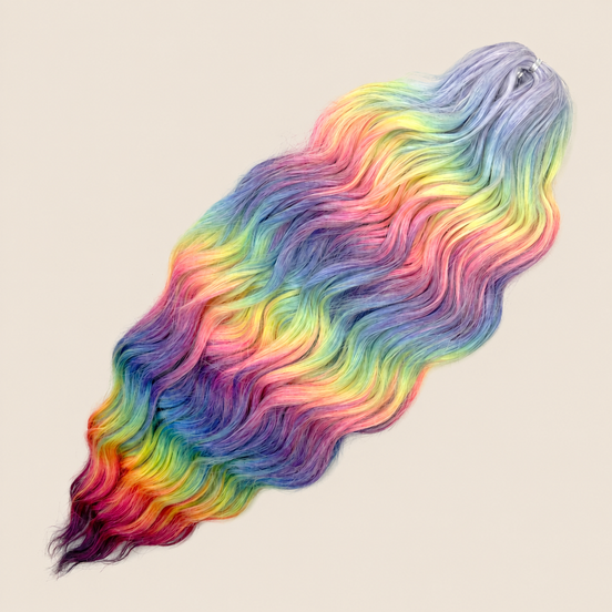 Anna golvend invlechthaar 60 cm 100 g – Lila-regenboog (HPD105) – De HaarBoetiek