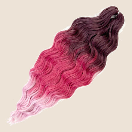 Anna golvend invlechthaar 60 cm 100 g – Bordeaux-roze ombre (3T-PPINK32) – De HaarBoetiek