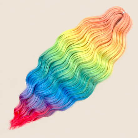 Anna golvend invlechthaar 60 cm 100 g – Perzik-regenboog ombre (HPD016) – De HaarBoetiek