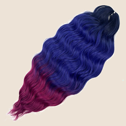 Anna golvend invlechthaar 60 cm 100 g – Blauw-paars-bordeaux ombre (4T-PP6) – De HaarBoetiek