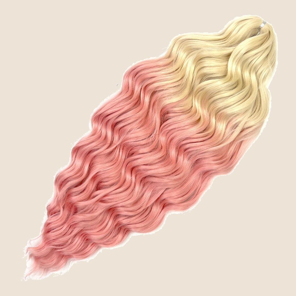 Anna golvend invlechthaar 60 cm 100 g – Blond-roze ombre (TT-PPink29) – De HaarBoetiek