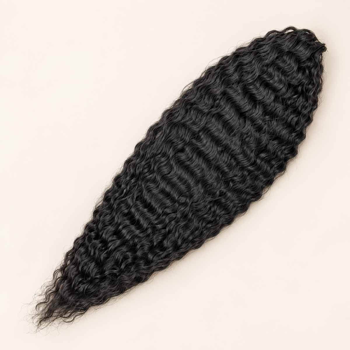 Ariel krullend kanekalon vlechthaar kleur 1B zwart, 55 cm, 100 gram