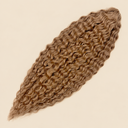 Ariel golvend kanekalon invlechthaar 55 cm 100 g, kleur 27+26, op beige achtergrond