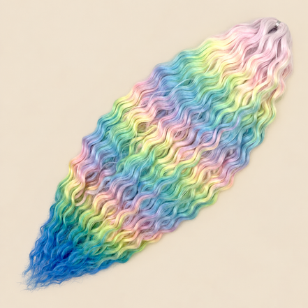 Ariel golvend kanekalon invlechthaar 55 cm 100 g, kleur HPD161, op beige achtergrond