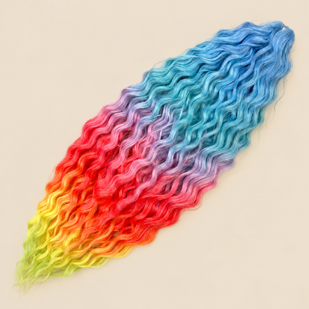 Ariel golvend kanekalon invlechthaar 55 cm 100 g, kleur HPD175, op beige achtergrond